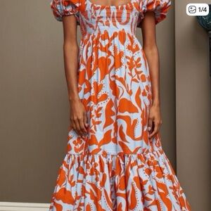 La Ligne Orange and White Floral Dress